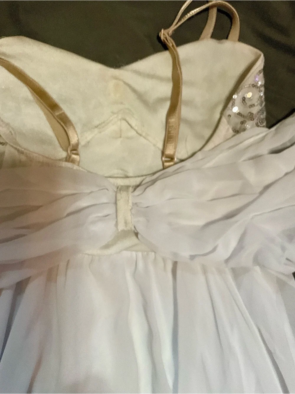 White Sequin Lyrical Dance Costume with Detachable Sleeves